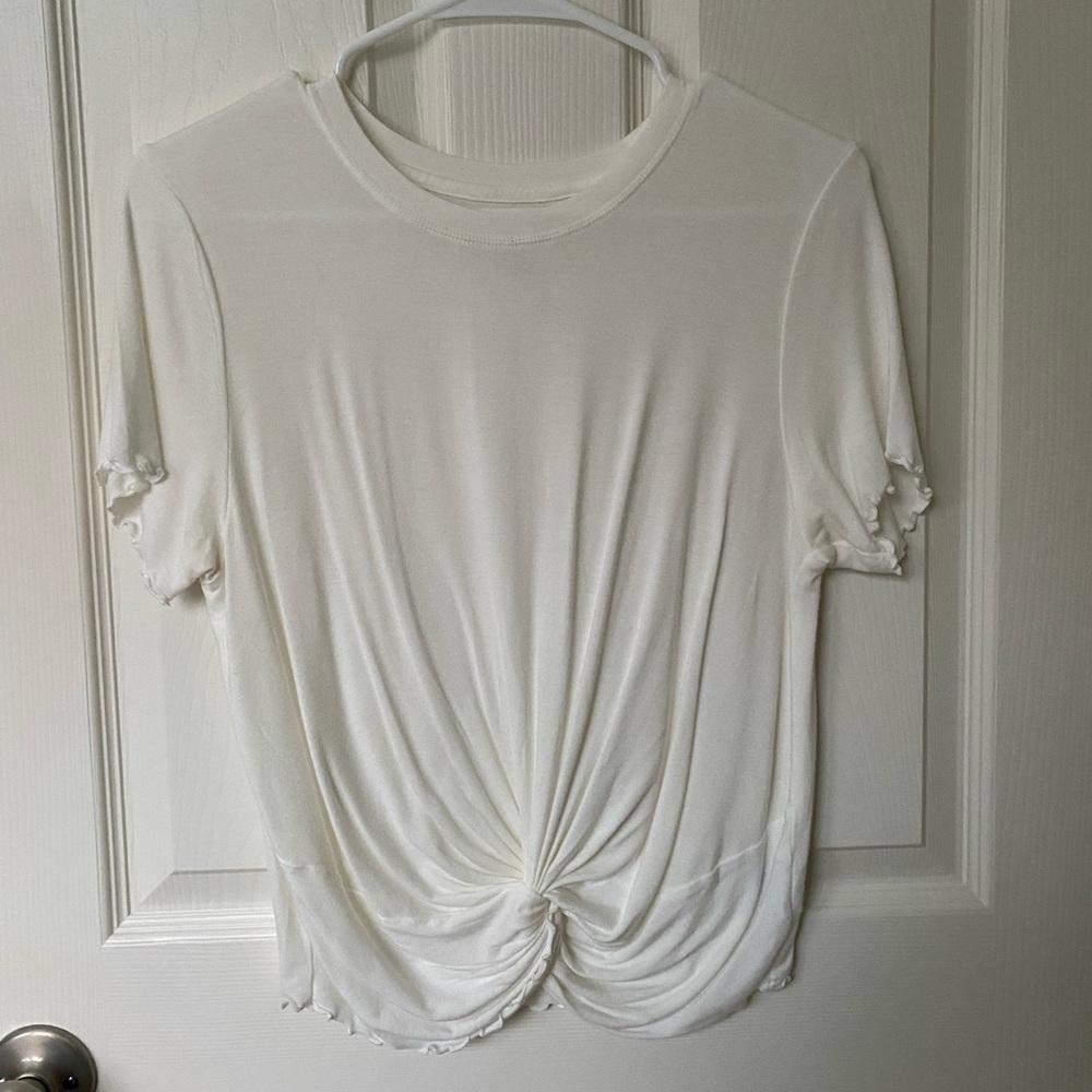 American Eagle White Twist-Front Tee